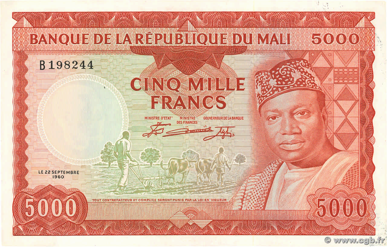 5000 Francs MALí  1960 P.10 EBC+