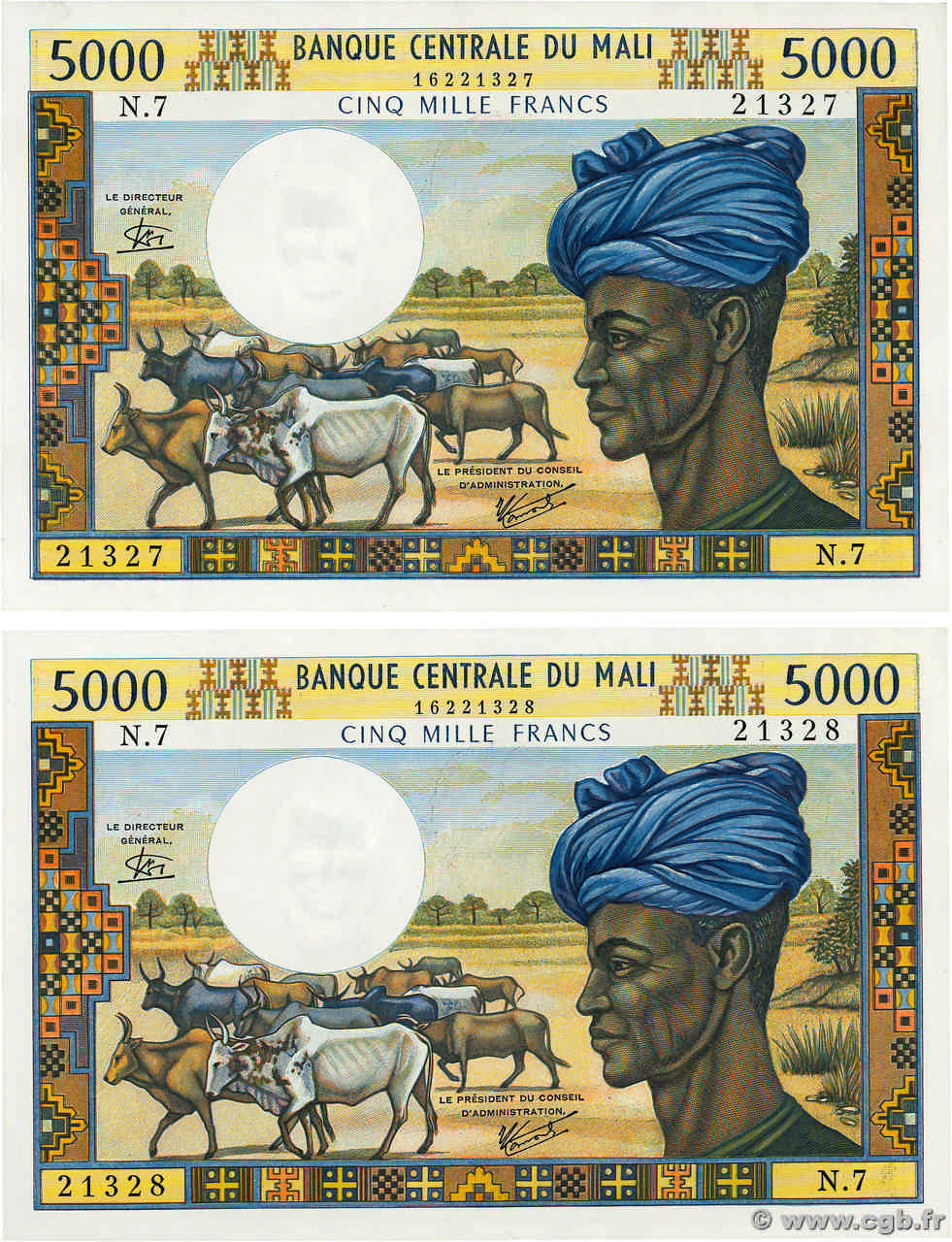 5000 Francs Consécutifs MALI  1984 P.14e FDC