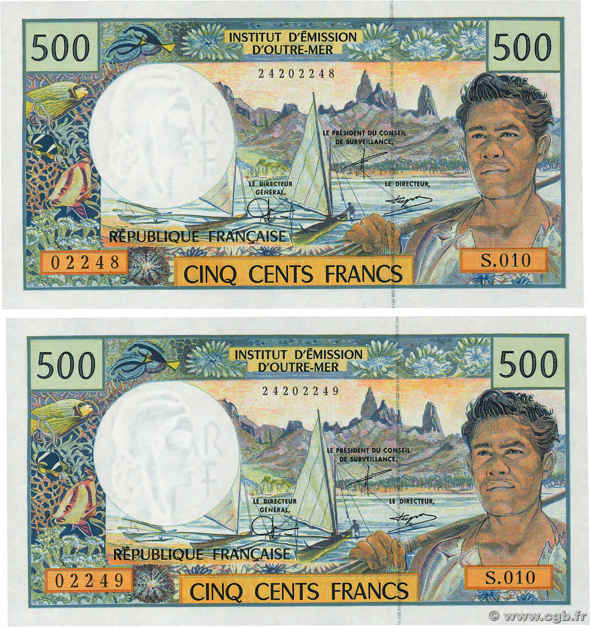 500 Francs Consécutifs POLYNÉSIE, TERRITOIRES D OUTRE MER  1992 P.01d NEUF