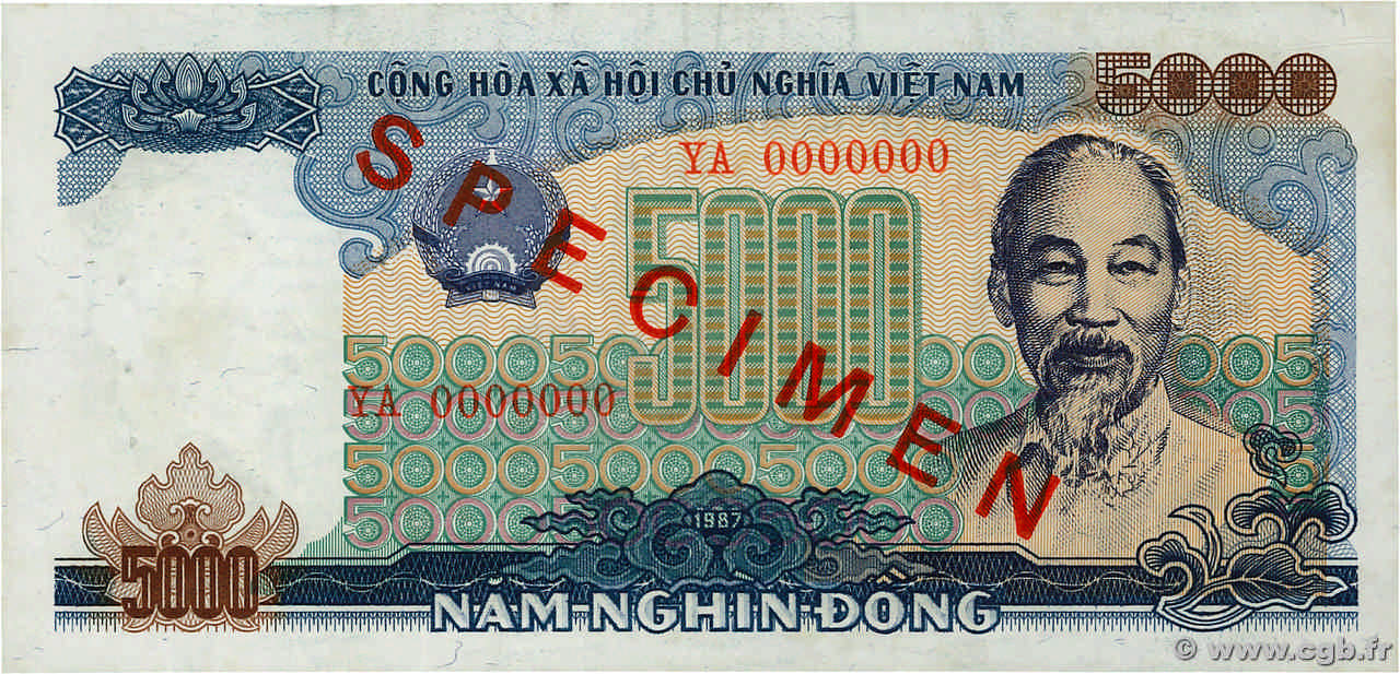 5000 Dong Spécimen VIET NAM   1987 P.104s pr.NEUF