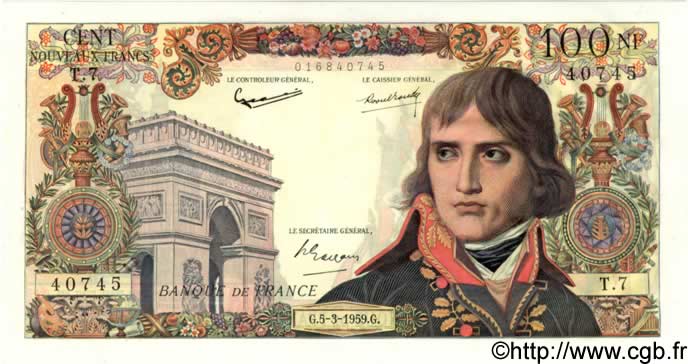 100 Nouveaux Francs BONAPARTE FRANKREICH  1959 F.59.01 fST
