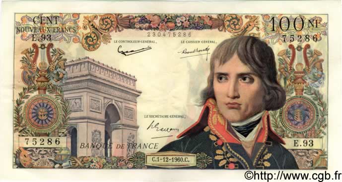 100 Nouveaux Francs BONAPARTE FRANCIA  1960 F.59.09 EBC