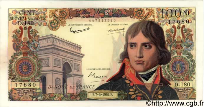 100 Nouveaux Francs BONAPARTE FRANCIA  1962 F.59.16 EBC