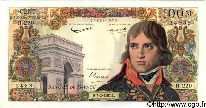100 Nouveaux Francs BONAPARTE FRANKREICH  1963 F.59.19 fST