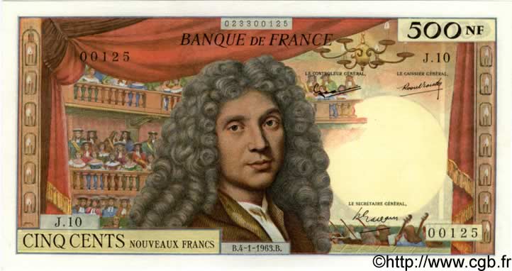 500 Nouveaux Francs MOLIÈRE FRANCIA  1963 F.60.04 AU