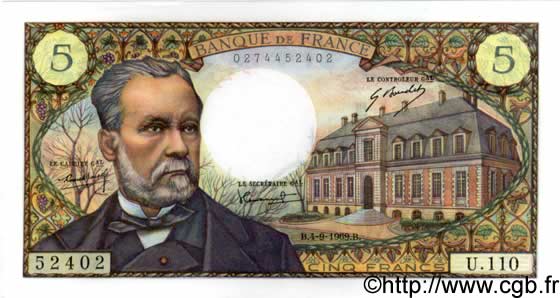 5 Francs PASTEUR FRANCE  1969 F.61.11 pr.NEUF