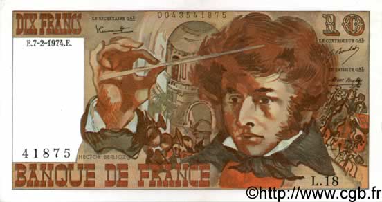 10 Francs BERLIOZ FRANCIA  1974 F.63.03 SC