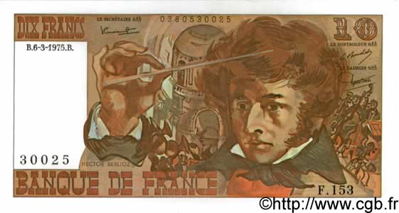 10 Francs BERLIOZ FRANCIA  1975 F.63.09 SC+