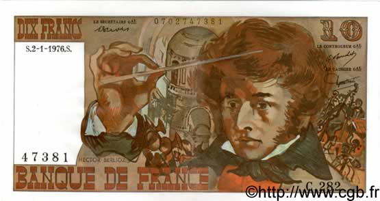 10 Francs BERLIOZ FRANCIA  1976 F.63.16-282 EBC+