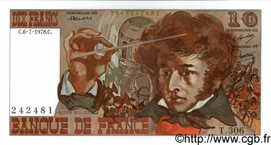 10 Francs BERLIOZ FRANCE  1978 F.63.25 UNC