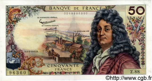 50 Francs RACINE FRANCIA  1965 F.64.08 EBC