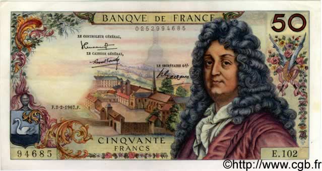 50 Francs RACINE FRANKREICH  1967 F.64.09 VZ+