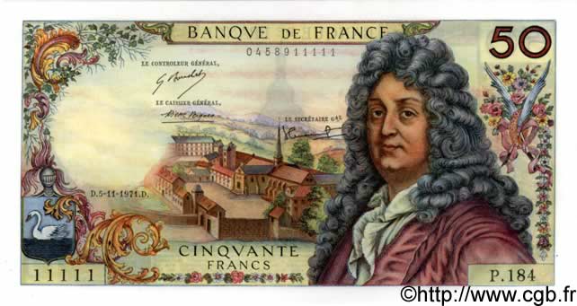 50 Francs RACINE FRANCIA  1971 F.64.19 FDC