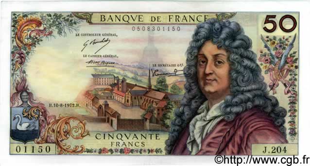 50 Francs RACINE FRANCE  1972 F.64.21 AU