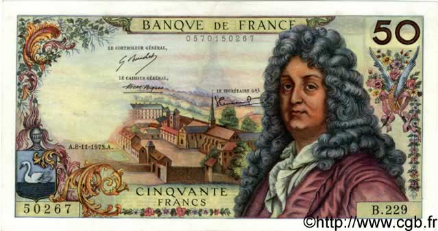 50 Francs RACINE FRANCIA  1973 F.64.25 q.AU