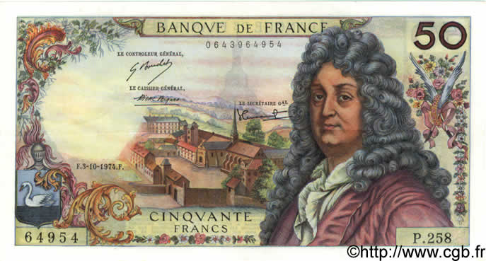 50 Francs RACINE FRANCIA  1974 F.64.28 SPL+