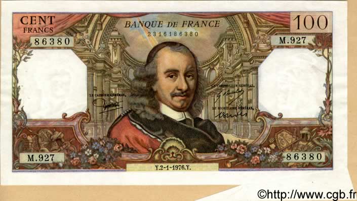 100 Francs CORNEILLE FRANKREICH  1976 F.65.51 VZ