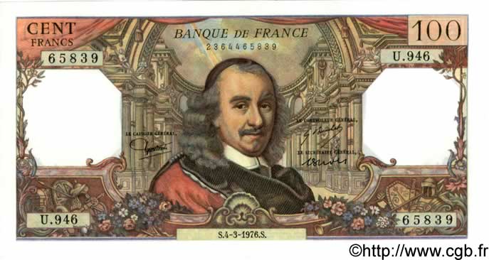 100 Francs CORNEILLE FRANCE  1976 F.65.52 AU