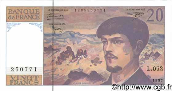 20 Francs DEBUSSY modifié FRANKREICH  1997 F.66ter.02 ST