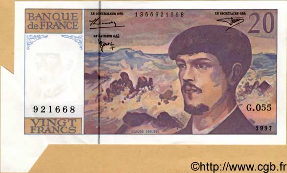 20 Francs DEBUSSY modifié FRANKREICH  1997 F.66ter.02 ST