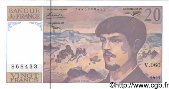 20 Francs DEBUSSY modifié FRANCE  1997 F.66ter.02 NEUF