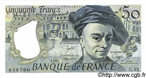 50 Francs QUENTIN DE LA TOUR FRANCIA  1983 F.67.09 FDC