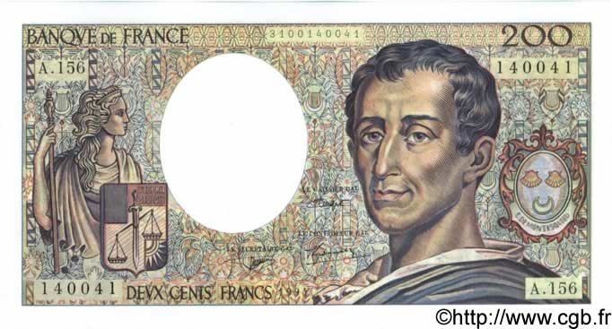 200 Francs MONTESQUIEU modifié FRANCIA  1994 F.70/2.01 FDC