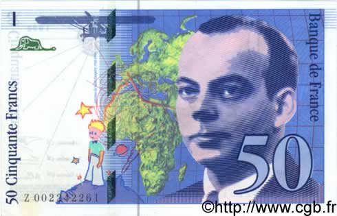 50 Francs SAINT-EXUPÉRY Sans mouton FRANCIA  1992 F.72f3.01 SC+