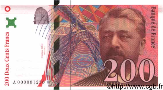 200 Francs EIFFEL FRANCIA  1995 F.75.01 FDC