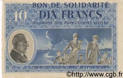 10 Francs BON DE SOLIDARITÉ FRANCE Regionalismus und verschiedenen  1941 KL.07C fST