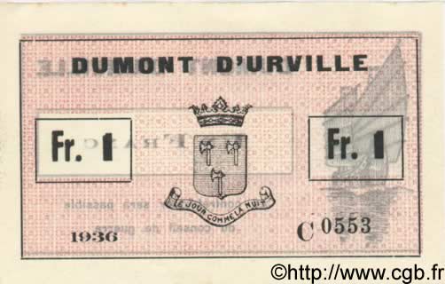 1 Franc FRANCE regionalism and various  1936 Kol.186a / KM.208b UNC-