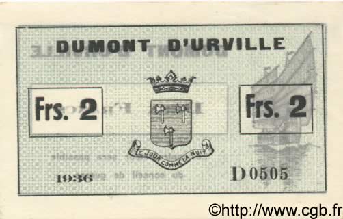 2 Francs FRANCE regionalism and various  1936 Kol.187b / KM.209A UNC-