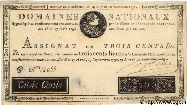 300 Livres FRANCIA  1791 Laf.143 EBC