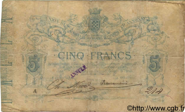 5 Francs FRANCE Regionalismus und verschiedenen  1872 BPM.007.1 S