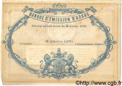 5 Francs FRANCE regionalism and various Arras 1870 BPM.085.2 VF