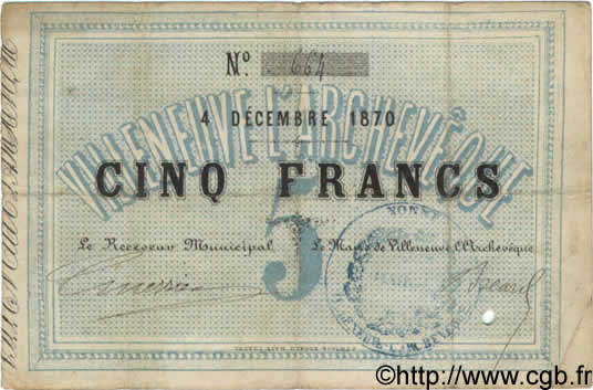 5 Francs FRANCE regionalism and miscellaneous  1870 BPM.121.02 VF