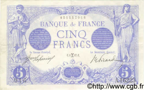 5 Francs BLEU FRANCIA  1917 F.02.48 BB
