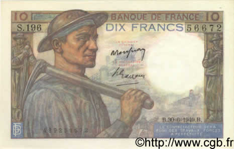 10 Francs MINEUR FRANCE  1949 F.08.22 AU