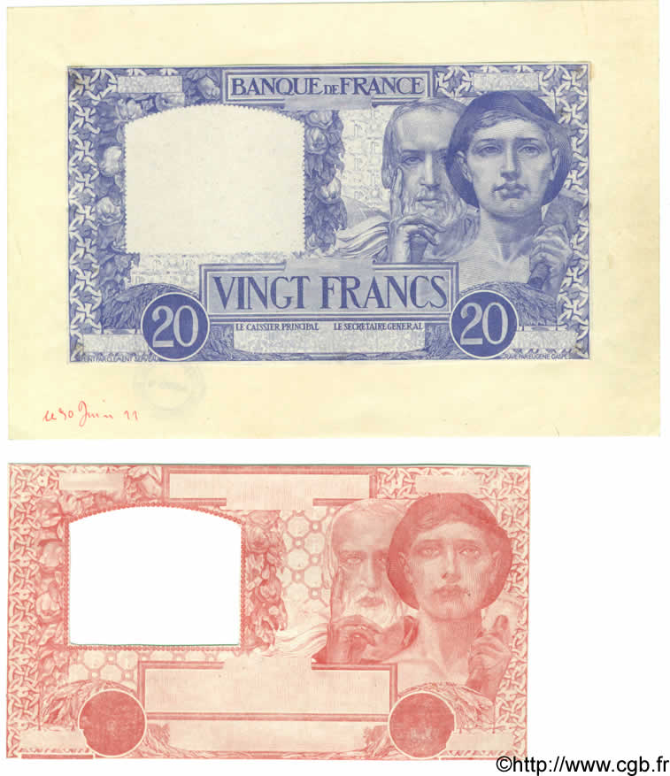 20 Francs TRAVAIL ET SCIENCE FRANCIA  1941 F.12.00Ec AU