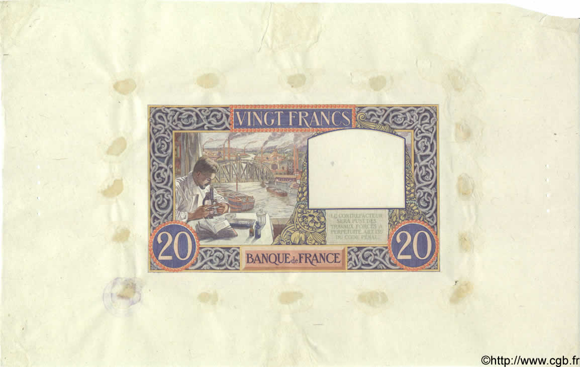 20 Francs TRAVAIL ET SCIENCE FRANCIA  1941 F.12.00Ec SPL