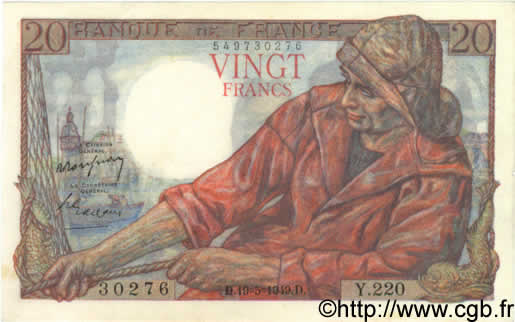 20 Francs PÊCHEUR FRANCIA  1949 F.13.15 SC