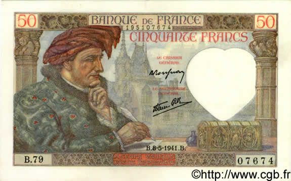 50 Francs JACQUES CŒUR FRANCIA  1941 F.19.10 EBC+