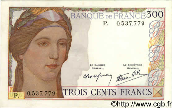 300 Francs FRANCE  1939 F.29.03 XF