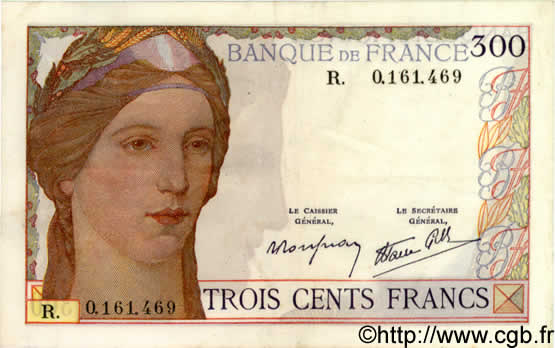 300 Francs FRANCE  1939 F.29.03 VF - XF