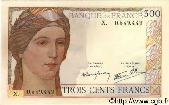 300 Francs FRANCIA  1939 F.29.03 q.AU