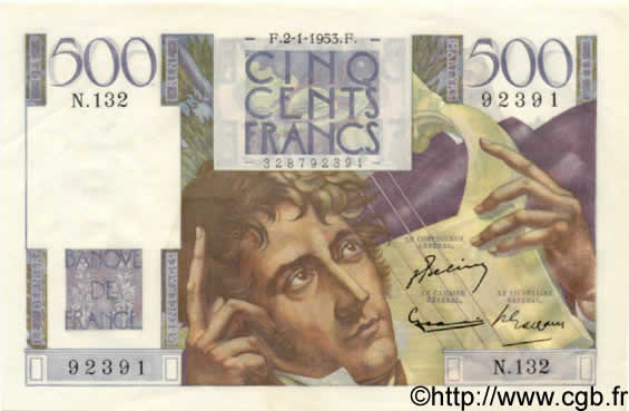 500 Francs CHATEAUBRIAND FRANCE  1953 F.34.11 UNC-