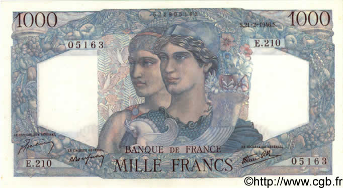 1000 Francs MINERVE ET HERCULE FRANCIA  1946 F.41.11 q.FDC