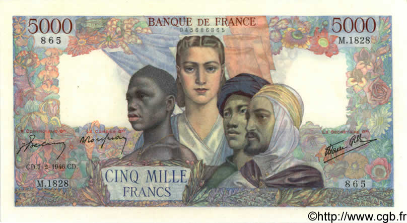 5000 Francs EMPIRE FRANÇAIS FRANCE  1946 F.47.50 AU