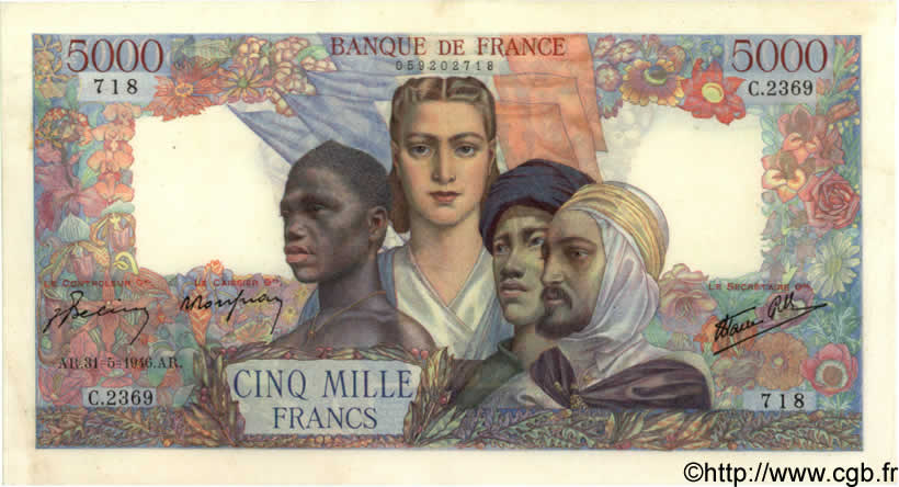 5000 Francs EMPIRE FRANÇAIS FRANCIA  1946 F.47.54 EBC+