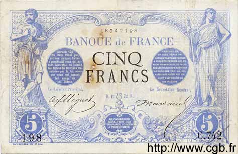 5 Francs NOIR FRANCIA  1872 F.01.08 q.MB